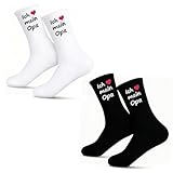 FEOEDY 2 Paar Unisex Liebesmotto Socken Baumwolle 36-45 - Opa Kreative Ideen für lustige Geburtstagsgeschenke - WeiBe, Schwarze