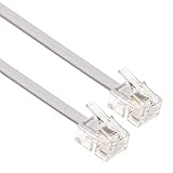 15m RJ11 Kabel ADSL Erweiterung Leitung Telefon Schnur Stecker Hohe Geschwindigkeit BT Internet Breitband Männlich zu Männlich Router und Modem zu RJ11 Telefonbuchse, Mikrofilter (Weiß)