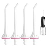 4 x Wasserseide-Ersatzspitzen – kompatibel mit Hangsun/Waterpik/Nicwell/Coslus/Mospro/Zerhunt – Munddusche Düsen für effektive Reinigung (weiß)
