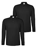ALPIDEX Herren Polo Shirts 2er Set Poloshirt Männer Hemd Langarm Shirt Einfarbig Casual Polohemd S M L XL XXL 3XL 4XL 5XL, Größe:M, Farbe:Black