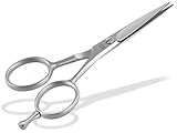 Bartschere aus Solingen Haarschere mit einseitiger Mikroverzahnung Made in Germany Nasenhaarschere Schnurrbartschere für die optimale Bartpflege zum Kürzen von Barthaaren, Nasenhaaren und Kopfhaaren