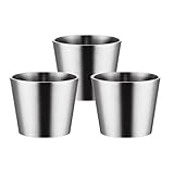 Metallbecher - Hochwertige Edelstahl Tasse für Bier und mehr | Camping Becher mit modernem Flair | Sicher, langlebig und leicht zu reinigen,RECTILINEAR,SILVERY,260ml,Set of 3