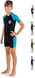 Cressi Jungen Kinder Neoprenanzug Schwimmanzug, Neopren, Schwarz/Blau, 7/8 Jahre