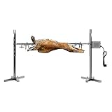 WDRENTOOL Edelstahl Spanferkelgrill, Elektrisches Grillspieß Set mit Motor, Höhenverstellbarer mit Drehspieß BBQ, für Lagerfeuer, Camping für Spanferkel & Lämmer