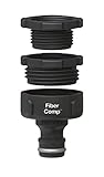 Fiskars Hahnverbinder, Für Wasserhähne, Ø 21 mm (G1/2'), Ø 26,5 mm (G3/4'), Ø 33,3 mm (G1'), FiberComp, MULTI, Universalgröße, 30 g, Schwarz/Grau, 1027056