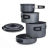 yourGEAR Ranger V Topf Pfannen Set für 4-5 Mann 7 TLG. Camping Kochset Kochgeschirr im Netzbeutel