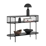 SoBuy Konsolentisch Flurkonsole aus Metall, Konsolentisch mit Ablagefächern, Industrielles Design, Konsole für Diele, Flur, Wohnzimmer oder Büro, 110×39×76 cm Schwarz FSB90-SCH