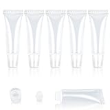 Andibro Leere Tuben Lip Gloss Tubes,5 Stück Transparent Leere Nachfüllbare Kunststoff Weiche Verpackung Tubes Flasche Mini Kosmetische Behälter für Kosmetik Make up Reise Toilettenartikel