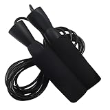 Auvotuis Springseil aus schwarzem Stahl mit Schaumstoffgriffen für Cardio- und Trainingseinheiten