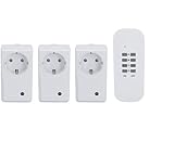 UNITEC Funkfernschalterset Indoor mit Selbstlernfunktion, Funksteckdosen Set, 3 Steckdosen+ 1 Fernbedienung, weiß