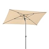 Schneider Sonnenschirm LUMI 210 x 130 cm – höchster UV-Schutz, höhenverstellbar, Metall-Knicker, air-vent, Balkonschirm rechteckig, natur