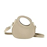 SHAIBR Shoulder Bag Women Filz-umhängetasche Im Halbmond-Stil, Hobos-Handtasche, Modisches Design, Einfarbig, Plissierte Umhängetasche-Khaki