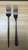 BEWOS Edelstahl Schwarz Gabel Set 24 Stück, 23,7cm Tafelgabeln, Spiegelpoliert