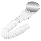Ablaufgarnitur Duschwannen 90 mm - Duschablauf Flach, Duschtasse Abfluss Set mit Geruchverschluss, Haarsieb, Teleskopschlauch und Chrom Abdeckung, Ablaufgarnitur Set Dusche für Duschtasse Duschwannen