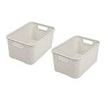 BranQ - Home essential Korb in Rattan Design 2er Set Grösse L 19l, Creme