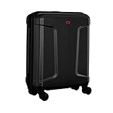 WENGER Legacy DC Carry-On 14 Handgepäck Trolley mit 4 Rollen, 39 (44) l, Hartschale, Damen Herren, Business-Reisen Urlaub, Schwarz, 610865