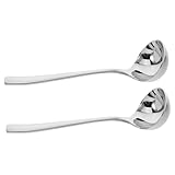 Alipis 2 Stück Löffel Edelstahlkelle Suppenkellen zum Servieren Soßenkelle Edelstahl Nudelkelle Salatdressing-Schöpfkelle Rostfreier Stahl Silber