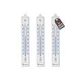 Lantelme 3 Stück Gartenthermometer Set | Wetterfest Analog Thermometer | Temperatur +- 50°C | Für Innen und Außen in Weiß | Außenthermometer Zimmerthermometer für Garten Balkon Terrasse