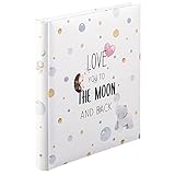 Hama Babyalbum 'To The Moon' (Baby-Fotoalbum mit 60 Seiten für Mädchen und Jungen, Kinder-Fotobuch für ca. 240 Fotos, Photoalbum zum Selbstgestalten und Einkleben mit Motiv, Album-Format 29x32cm) weiß
