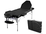 Quirumed Elite Klappmassagetisch aus Aluminium, 186 x 66 cm, Farbe Schwarz, Massagetisch, Kunstleder, hochdichte Polsterung, leicht, höhenverstellbar
