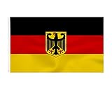 Deutschland Fahne mit adler 90 x 150 cm - Deutsche Flagge Polyester leuchtenden Farben mit Messing-Ösen Germany Flag