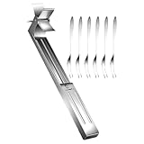 Wassermelonengabelschneider, Edelstahl-Wassermelonenschneider, Wassermelonengabel, Obstschneider, Schneidwerkzeug, 6 Wassermelonen-Gabel, für die Familienküche Gastro Edelstahl (a-Silver, One Size)