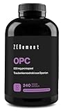 OPC Traubenkernextrakt, 240 hochdosierte Kapseln für 8 Monate | hochdosiert mit 1060mg Extrakt je Tagesdosis, 1050mg OPC (99%) | Reines OPC aus spanische Weintrauben | Vegan, ohne Zusätze | Zenement