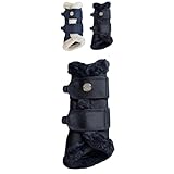 Marengos - Dressurgamaschen 1680D Comfort Light – Pferdegamaschen mit weichem Kunstfell, Klettverschlüssen & atmungsaktivem Mesh – Gamaschen für Pferde in Schwarz – Größe M