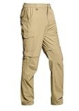 ATLASLAVA Herren Zip Off Wanderhose Abnehmbar Outdoorhose Atmungsaktiv Leichte Trekkinghose Schnelltrocknend Hose mit 6 Taschen Khaki 32