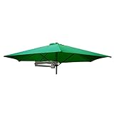 Parasols Außenwandmontierte Parasol 2,2 m mit 8 Aluminiumrippen kleine runde hängende klappende Sonnenunterkunft für Terrasse/Gartengrün Faltbare Sonnenschirm für maximale Sonnenschutz Parasols