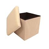 Libbi Lou Cream Teddy Boucle Faltbare Fußhocker/Ottomane Aufbewahrungsbox | 38 x 38 x 38 cm | Ottomane für Zuhause, Büro oder Schlafzimmer | Lagerung bis zu 20 kg (Creme)