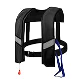 Schwimmweste Erwachsene - Vollautomatische Rettungsweste mit Reflektoren für Outdoor-Abenteuer, Automatische Aufblasfunktion & Sicherheitspfeife, Ideal für Wassersport & Bootsfahrten (Schwarz)