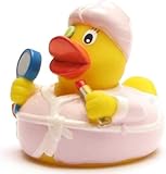 Duckshop I Badeente Wellness I Quietscheente Kosmetik I Beauty - L: 7,5 cm - inkl. Quietscheentchen-Schlüsselanhänger im Set I Geschenk Frauen