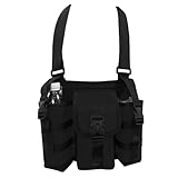 Povanjer Wasserflaschentasche, Sporttasche - Umhängetasche für Wasserflasche zum Trainieren mit mehreren Taschen | Umhängetasche mit Karabinern Umhängetasche, Schwarz , Fare riferimento alla