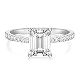 Titaniumcentral 3CT Verlobungsring Damen Gold Silber Ringe mit Zirkonia Smaragdschliff Trauringe Versprechen Ring für Frauen (Silber,49 (15.6))