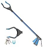 YAUNGEL Faltbare Greifer, Greifzange für senioren, Müllzange Lange 81cm Greifzange Stick mit starkem Griff magnetische Spitze, Lightweight 90° Drehbarer Kopf für Müll/Wurf Pflücker, Hand greifer(Blau)