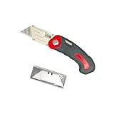 Hausone Basics Robustes Universalmesser mit Aluminiumgehäuse, Klappmesser aus Aluminium, Teppichmesser, 5 auswechselbarer Klingen