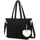 Makukke Cord Tote Bag Tasche Damen Umhängetasche Groß Shopper Tasche Handtasche Schultertaschen für Arbeit Büro Reisen Einkaufen Schule, Schwarz Tasche