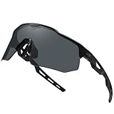 ULTR Sportbrille Herren SWIFT - Leichte Fahrradbrille Damen - Bequeme Sport Sonnenbrille mit Anti-Slip Pads - Schnelle Brille Rennrad Brille, Joggen, Beachvolleyball (Schwarz (Schwarzes Glas))