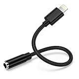 Lightning auf 3,5mm Klinke Adapter[MFi Zertifiziert] iPhone Aux Adapter,iPhone Aux Audio Dongle Kopfhörerkabel Konverter Adapter Kompatibel mit iPhone 14/14 Pro/14 Pro Max/13/13 Pro/12/11/XR/XS/X/8/7