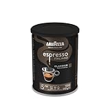 Lavazza, Espresso Italiano Classico, Gemahlener Kaffee, mit Blumigen & Fruchtigen Aromanoten, Ideal für Mokka-Kanne oder Filterkaffee, 100 % Arabica, Intensität 5, Mittlere Röstung, 1 Dose à 250 g