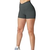 OLIns Women Breathable Scrunch Workout Shorts Butt Lifting Seamless Gym Biker Training Shorts (Gray,L)