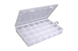 hünersdorff 601500 Sortimentskasten | Sortimentskasten PP-Eco mit 24 Fächern | stabile Sortierbox für Schrauben und andere Kleinteile | feste Facheinteilung | 23,3 x 33,9 x 5,8 cm, transparent