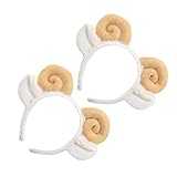 Mikinona 2 Stück Croissant Stirnband Tiere Cosplay Haarreifen Lammohr Stirnband Cosplay Haarband Party Haarband Make Up Haarband Lammohr Haarband Lammohr Haarband Schafhorn