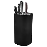 Messerblock Ohne Messer, Unbestückt mit Borsten, Messerblock Schwarz Universal, Runder Messerblockhalter, Unbestückte Messerblöcke für 4-12 Messers Aller Art, Knife Block, 24 x 13 x 13 cm