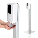 KRIEG Desinfektionssäule mit Sensor I Grau I Kontaktlos Hygienestation 1000 ml - 333 Sprühstöße I Desinfektionsstation freistehend, stabil, höhenverstellbar, automatisch I Hygienesäule Ready to go