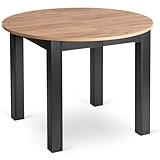 MEBEL ELITE Esstisch Rund Ausziehbar 102-142 cm - Küchentisch Holzoptik/Schwarz - Esszimmertisch Oval für 4-6 Personen - Modernes Essen Tisch Ausziehbar - Ausziehtisch Esszimmer Leicht zu Reinigen