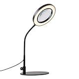 10X Lupe mit Licht und Ständer, 5 Farbmodi Stufenlos Dimmbar, Hände frei Flexible Schwanenhals Lupe, mit Sockel & 2 M USB Kabel, Lupenleuchte für Hobby, Lesen, Naharbeit, Basteln, Modellbau
