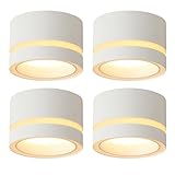 HCFEI LED Aufbauspots IP44 - Ø85*55mm Deckenspots - 6W 600LM GX53 LED Aufbaustrahler - Aluminium Aufputz 230V Aufbauleuchte Deckenlampe für Bad Badezimmer (Weiß 2700k 4 Stück)