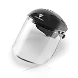 STAHLWERK Gesichtsschutzschild – größenverstellbar, leichtes Schleifvisier aus Polycarbonat, großes Sichtfeld, optimaler Schutz bei Schleifarbeiten an Metall, Holz & Kunststoff, ergonomisches Kopfband